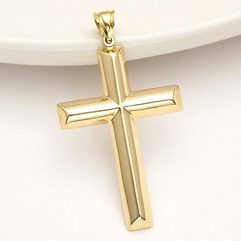 Real Gold Cross Pendant, High Quality Authentic 10K Gold Cross Stamped 10K